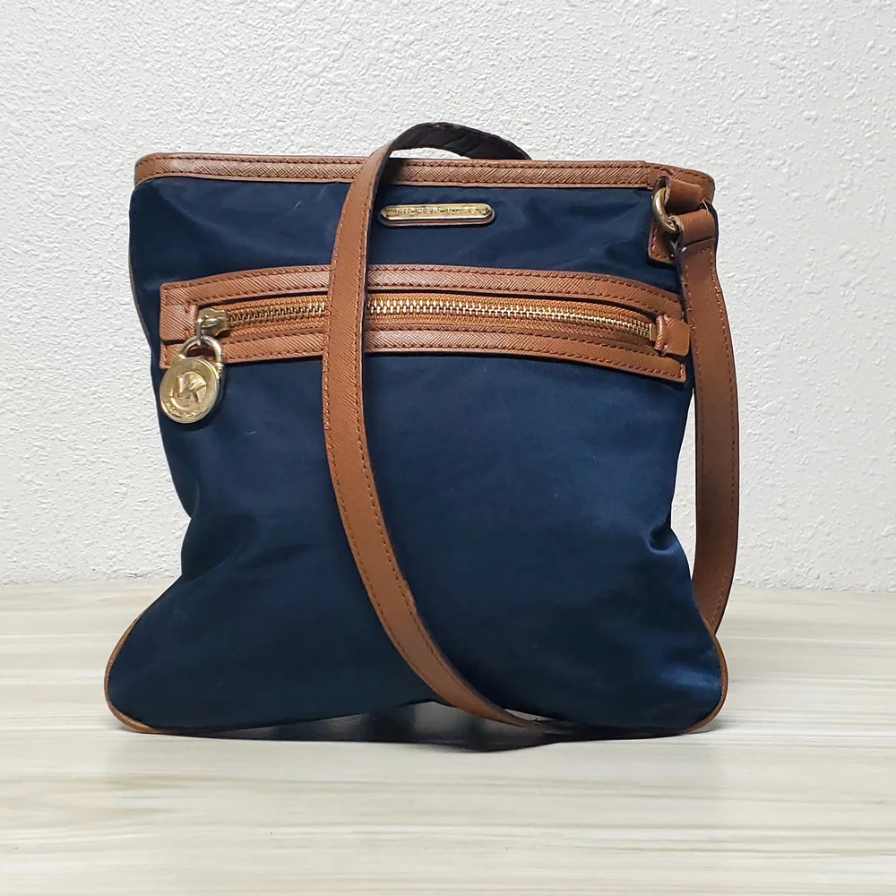 Michael Kors Navy and Brown Crossbody Bag